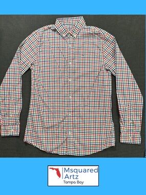 Vineyard Vines Youth Large 16 On The Go Performance Plaid Button Down Shirt